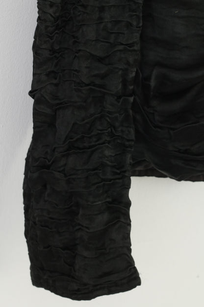 Evateks femmes 1 L veste boléro noir pleine fermeture éclair manches bouffantes Vintage rétro recadrée plis haut 