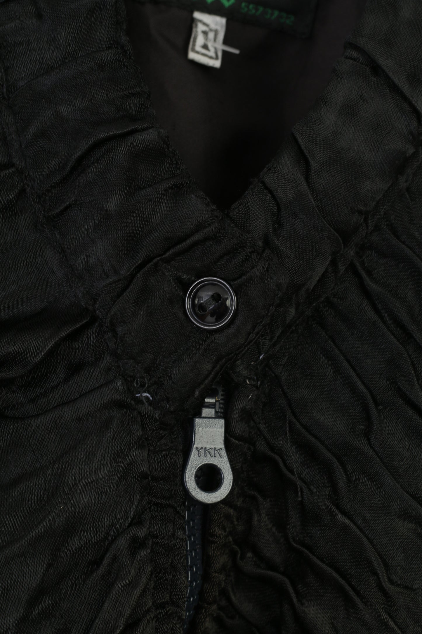 Evateks femmes 1 L veste boléro noir pleine fermeture éclair manches bouffantes Vintage rétro recadrée plis haut 