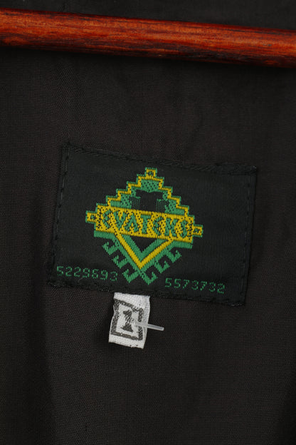 Evateks Women 1 L Jacket Bolero Black Full Zipper Puff Sleeve Vintage Retro Cropped Creases Top