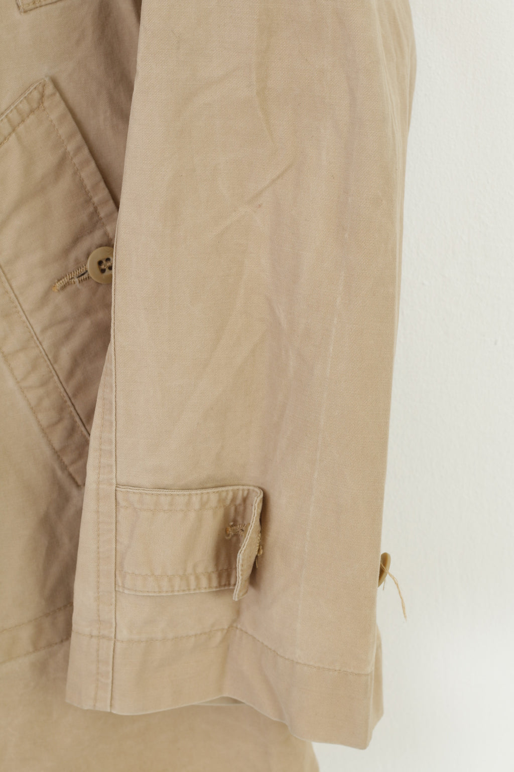 Diesel Women M Coat Beige Cotton Double Breasted  Jacket Vintage Bottoms Top