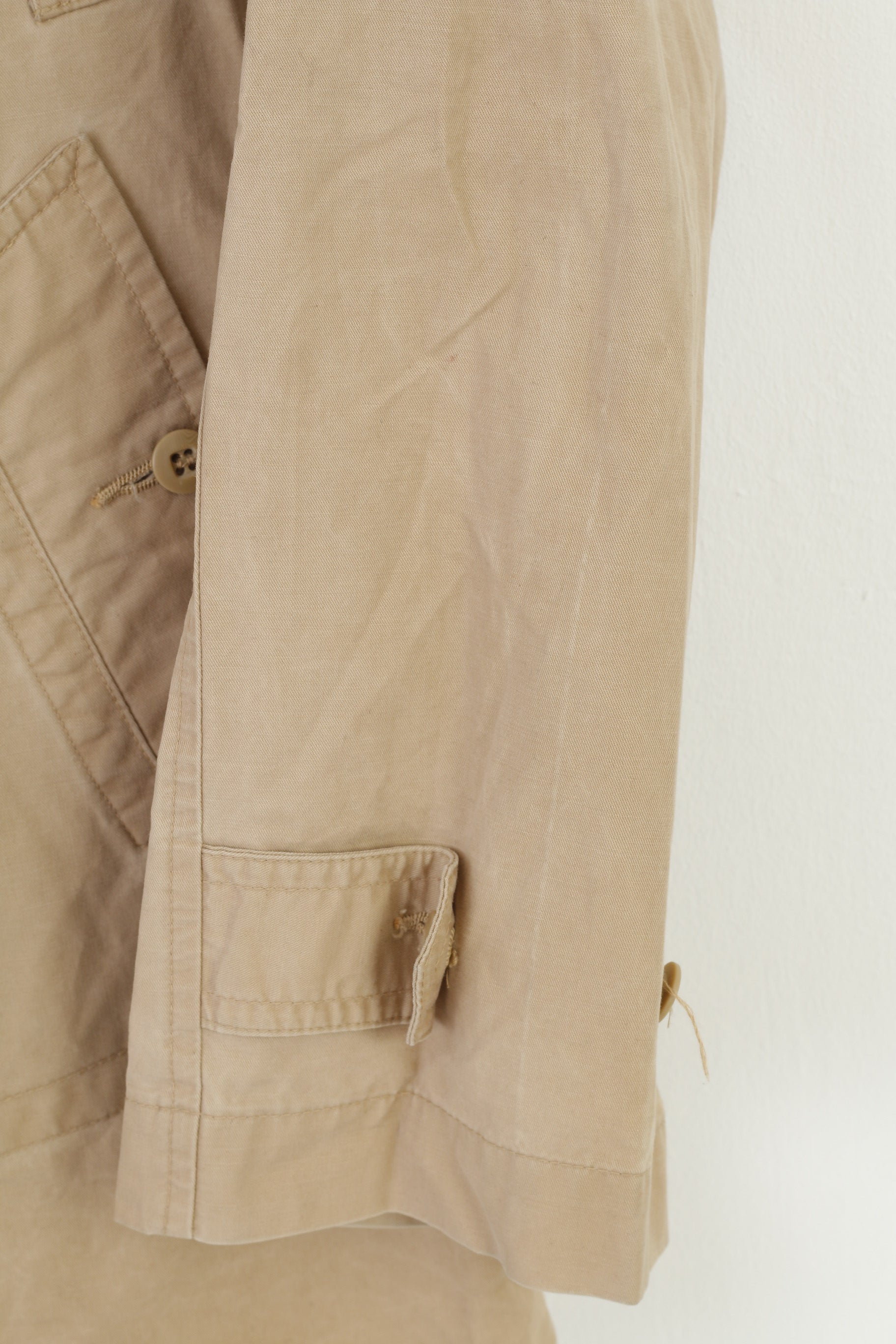 Diesel Women M Coat Beige Cotton Double Breasted  Jacket Vintage Bottoms Top