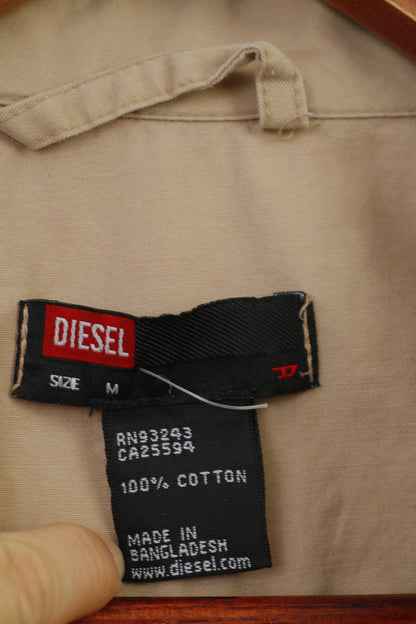 Diesel Women M Coat Beige Cotton Double Breasted  Jacket Vintage Bottoms Top