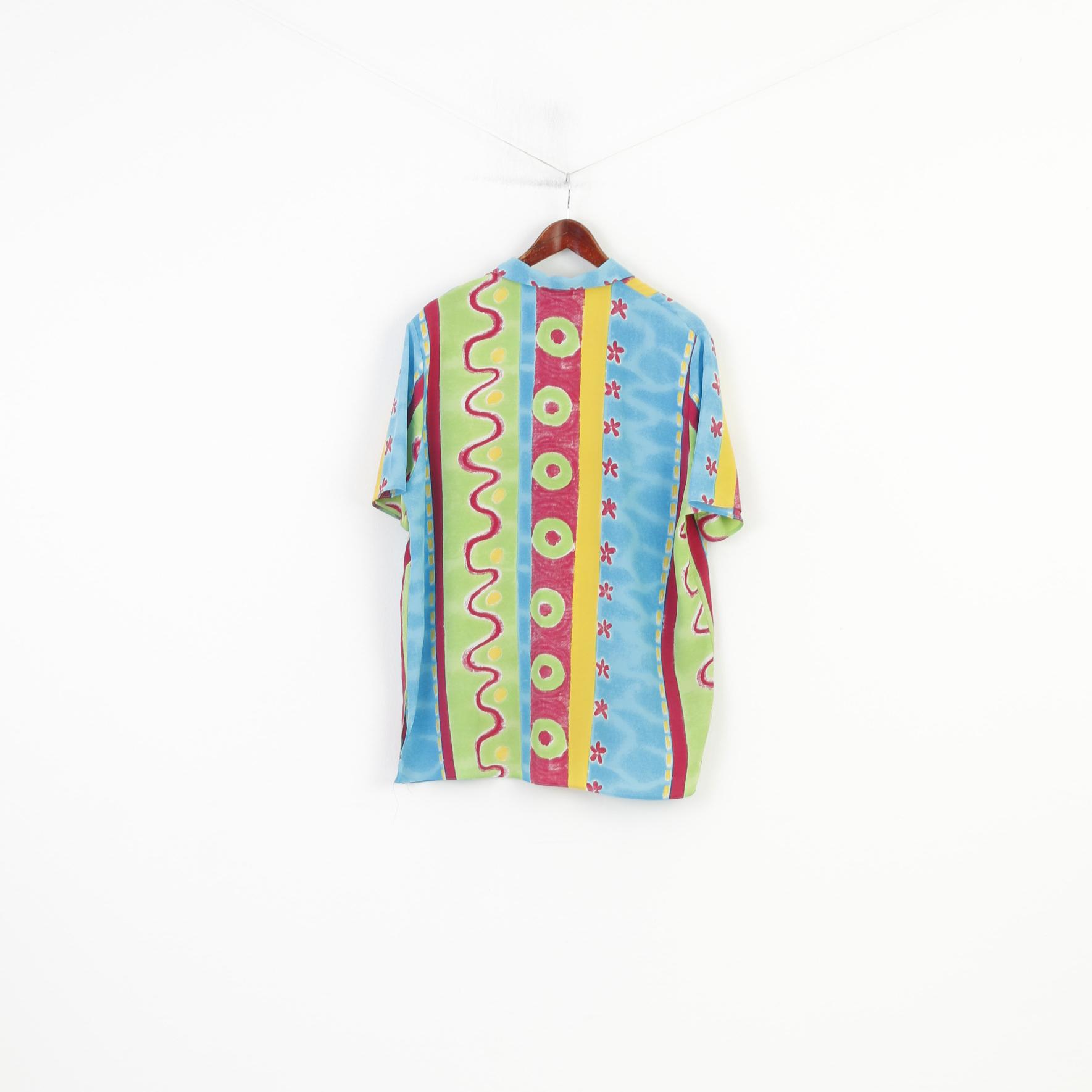 Rumours Women 20 2XL Casual Shirt Multi Short Sleeve Vintage Flowers Collar Bottoms Top
