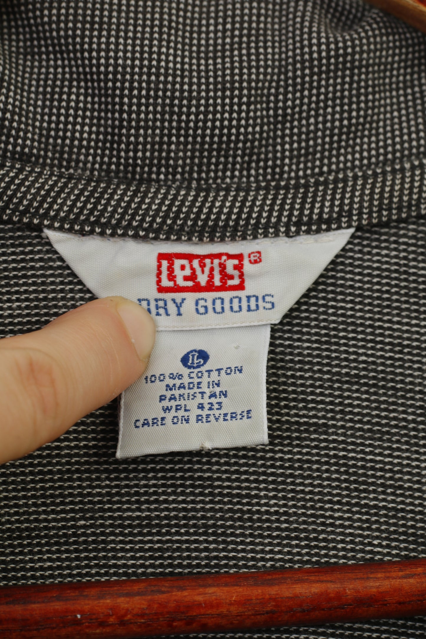 Levi's Dry Goods Men L Polo Shirt Cotton Dark Grey Short Sleeve Lapel Neck Collar Top