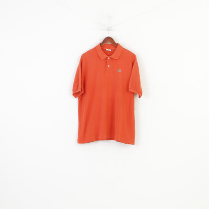 Lacoste Men 7 2XL Polo Shirt Orange Cotton Detailed Buttons Vintage Top