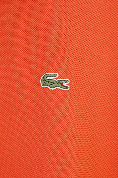 Lacoste Hommes 7 2XL Polo Orange Coton Boutons détaillés haut vintage