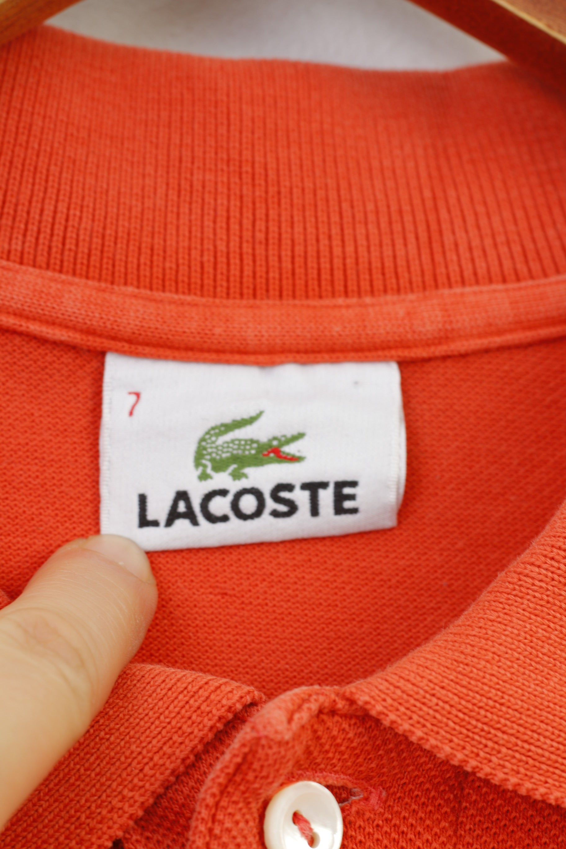 Lacoste Men 7 2XL Polo Shirt Orange Cotton Detailed Buttons Vintage Top
