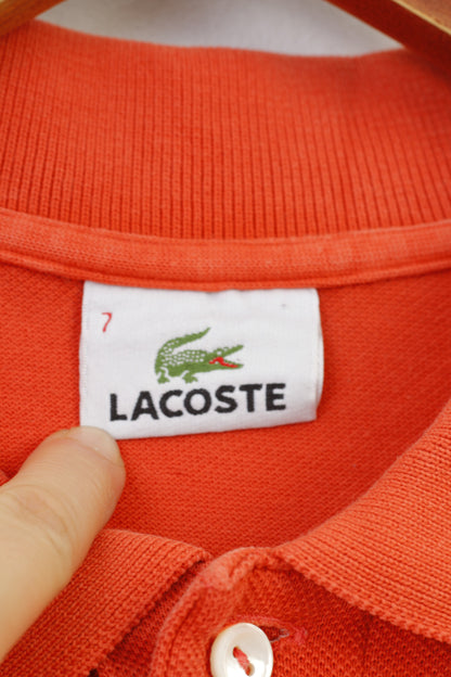 Lacoste Hommes 7 2XL Polo Orange Coton Boutons détaillés haut vintage