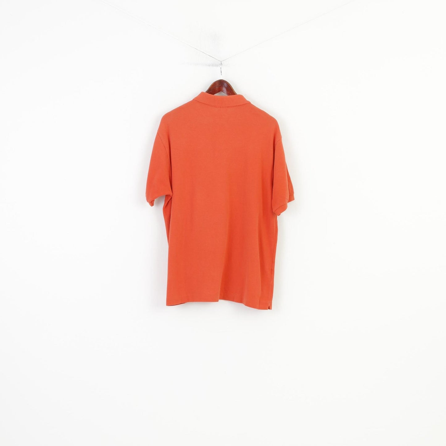 Lacoste Hommes 7 2XL Polo Orange Coton Boutons détaillés haut vintage