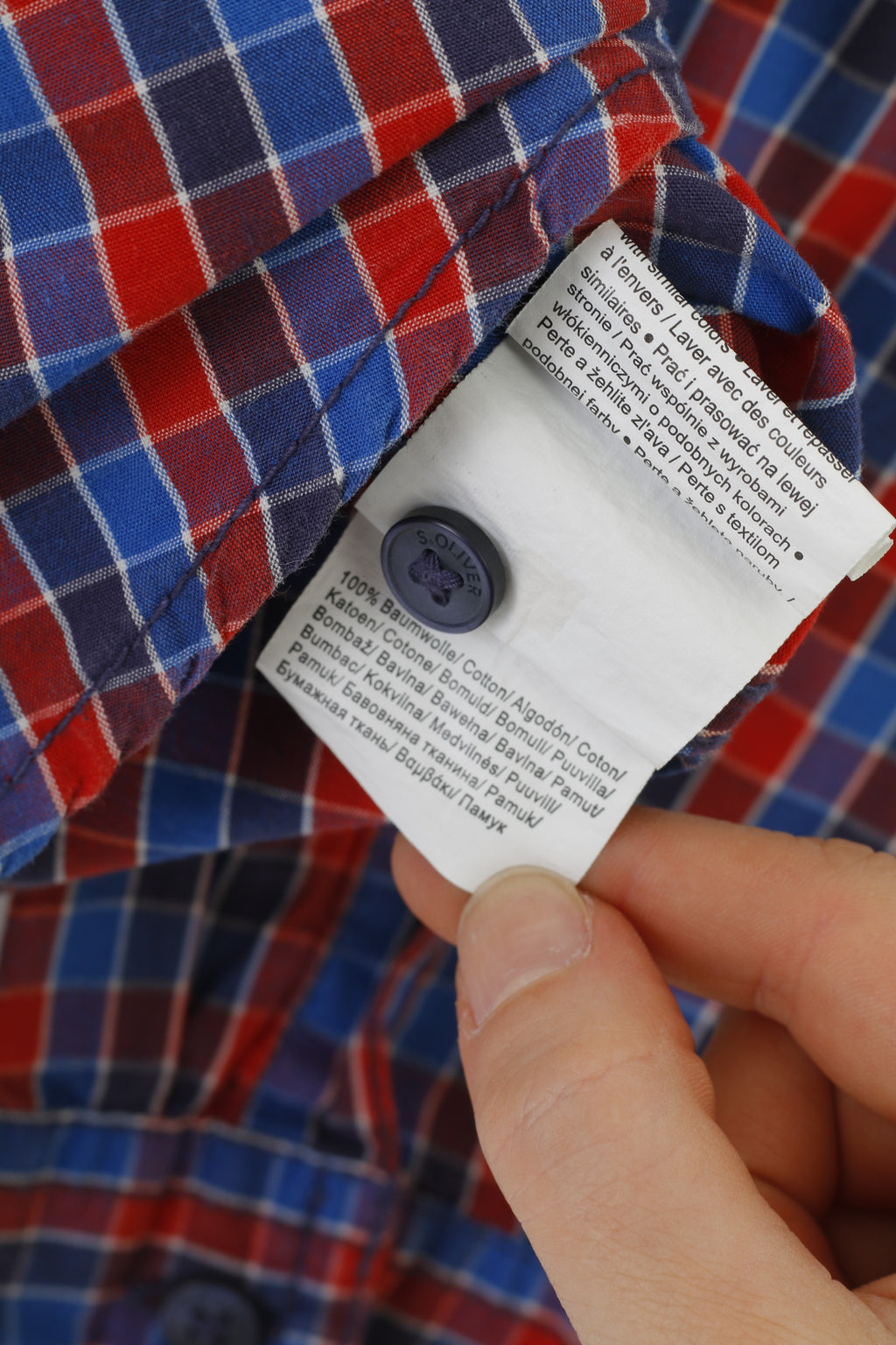 S. Oliver Chemise décontractée L 164 pour garçon en coton bleu rouge à carreaux à manches longues