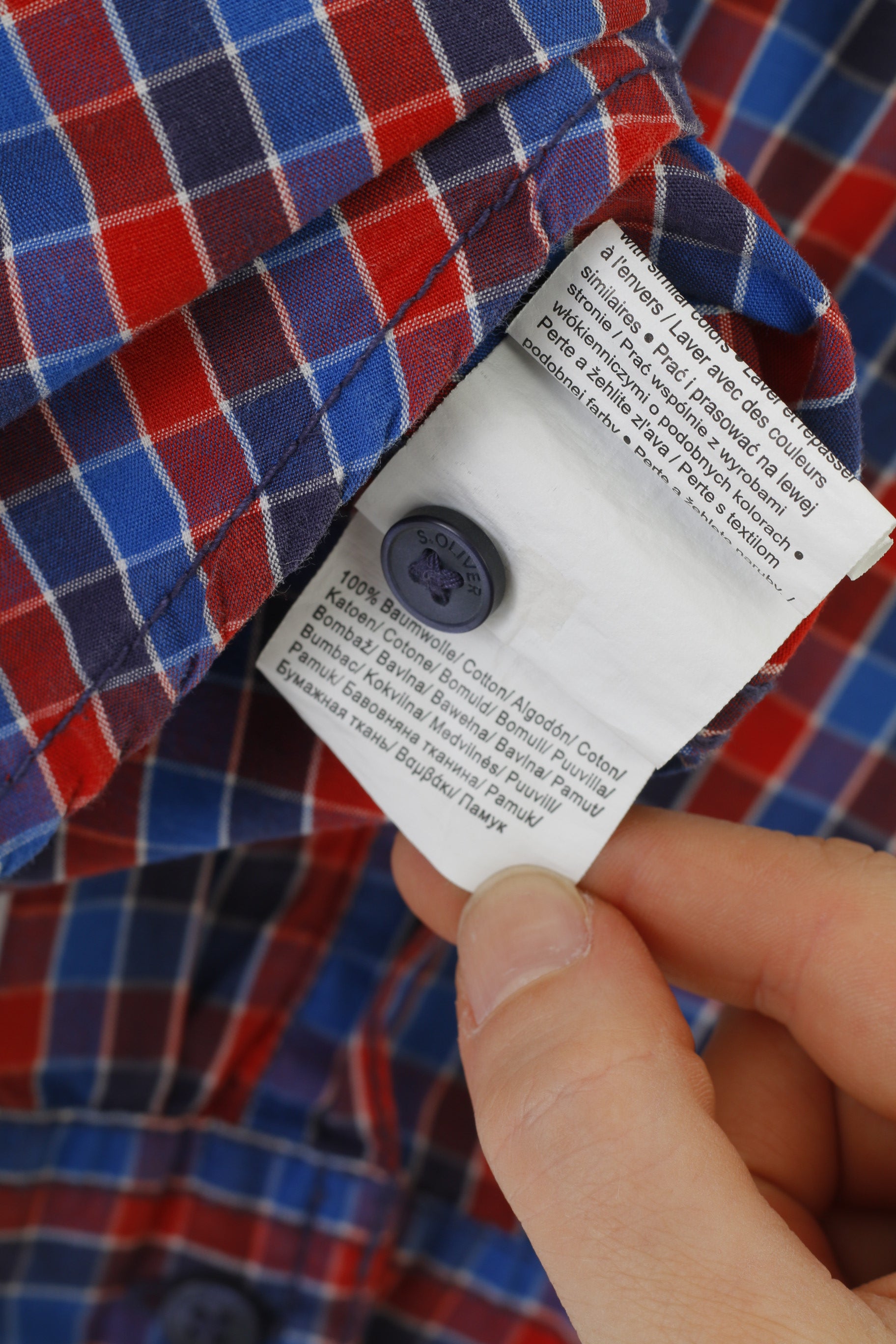 S. Oliver Chemise décontractée L 164 pour garçon en coton bleu rouge à carreaux à manches longues