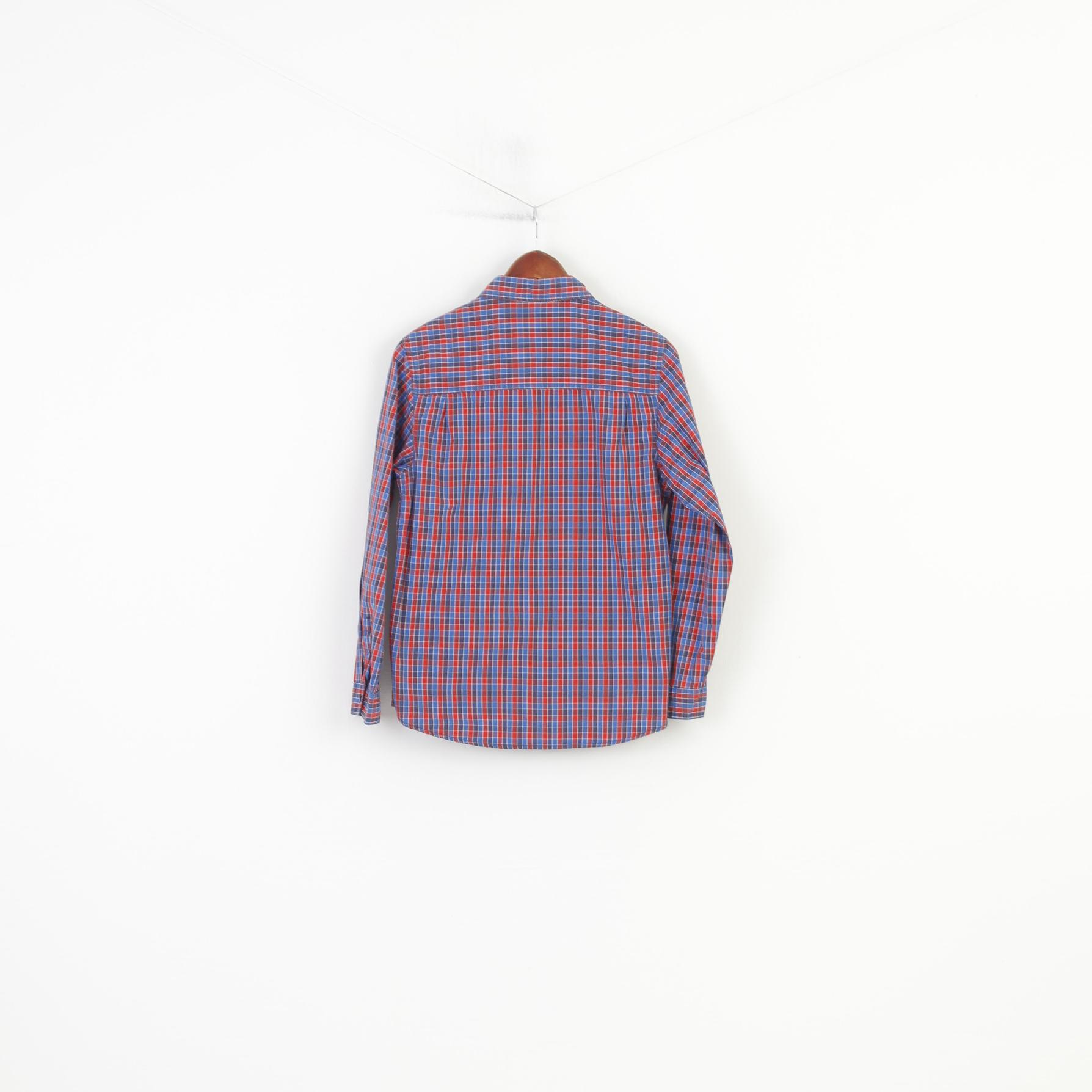 S. Oliver Chemise décontractée L 164 pour garçon en coton bleu rouge à carreaux à manches longues