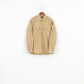 .C.RAGS Men M Casual Shirt Cotton Beige  Collar Long Sleeve Classic Top