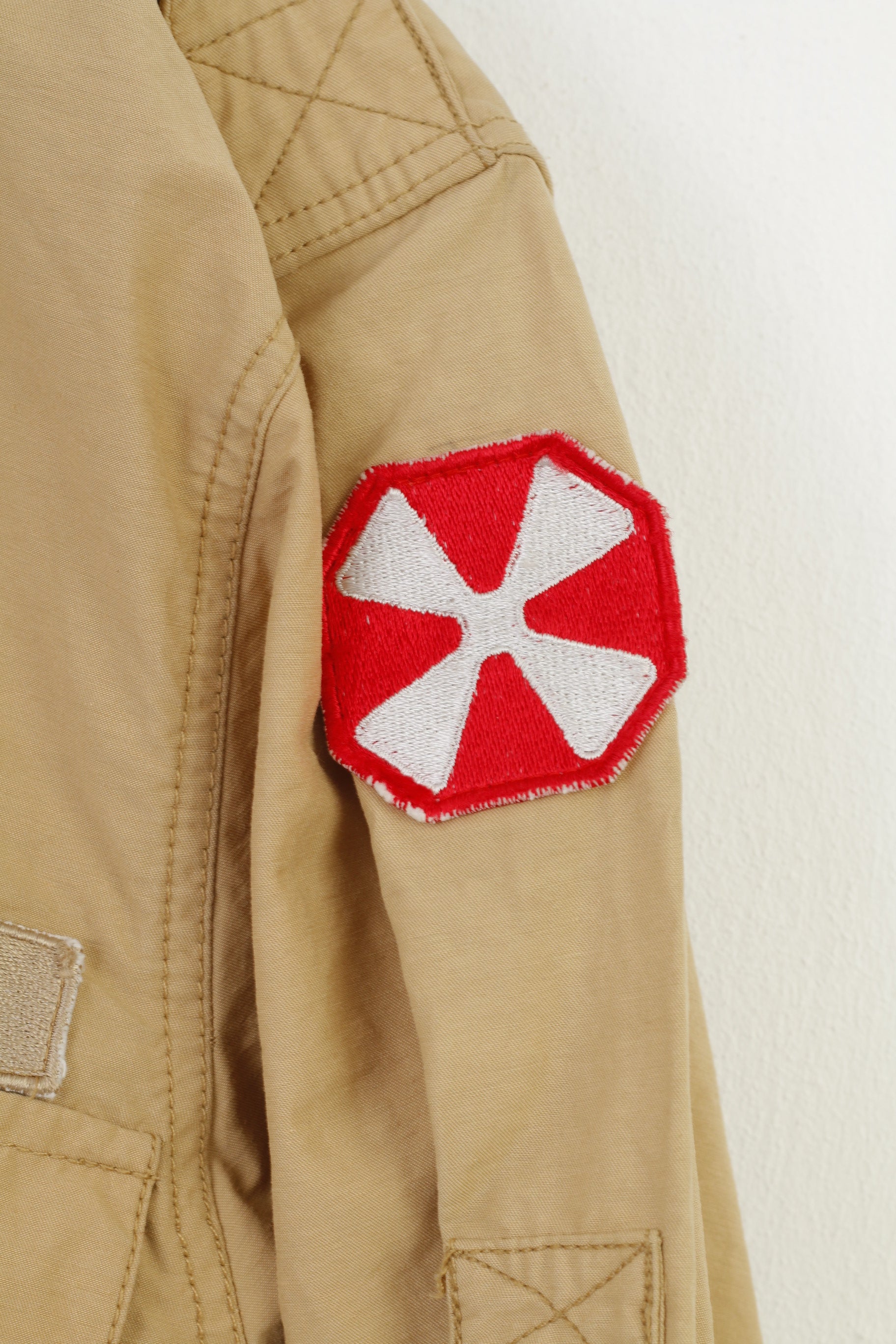 J.C.RAGS Men M Casual Shirt Cotton Beige  Collar Long Sleeve Classic Top