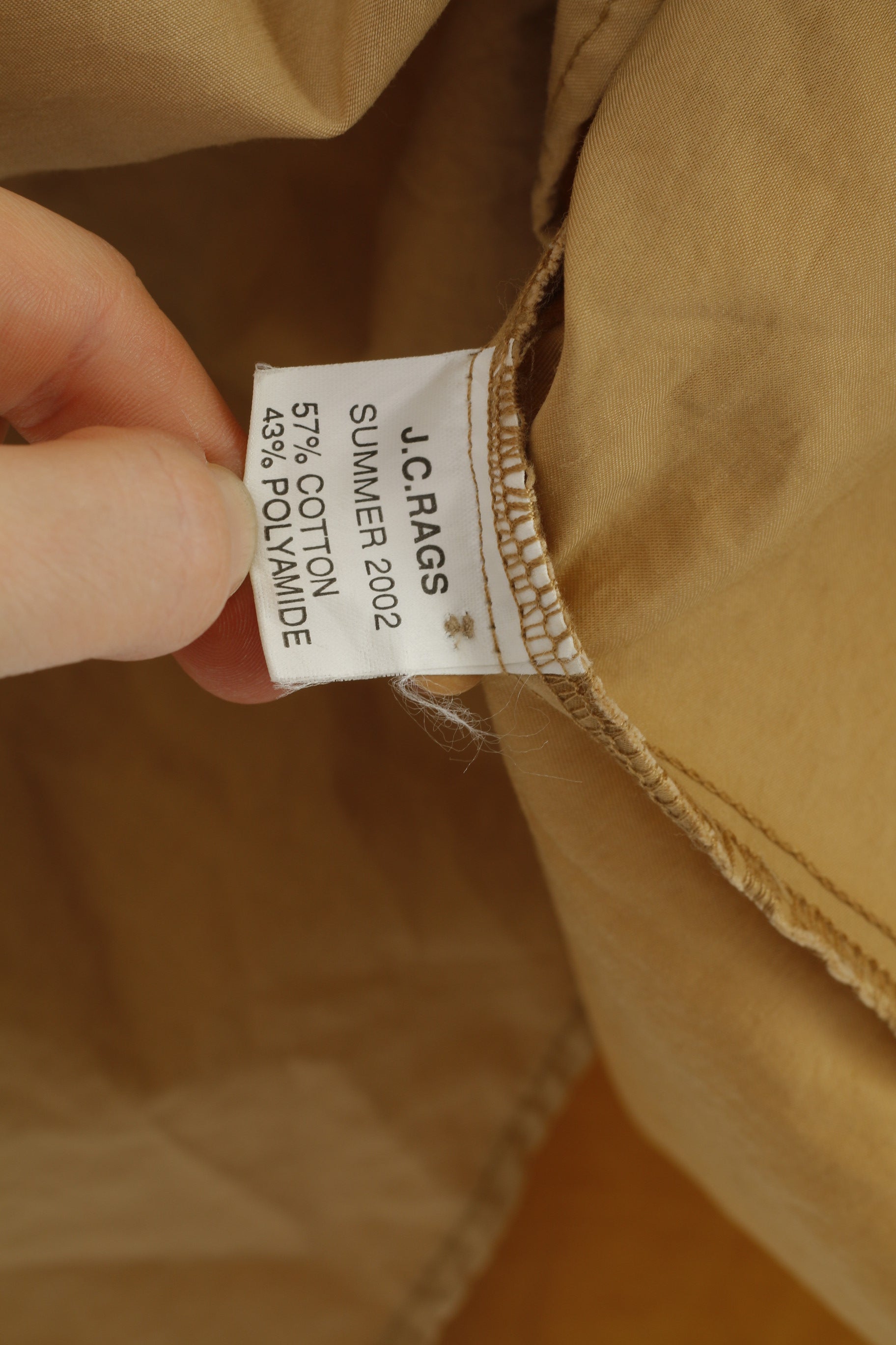 J.C.RAGS Men M Casual Shirt Cotton Beige  Collar Long Sleeve Classic Top