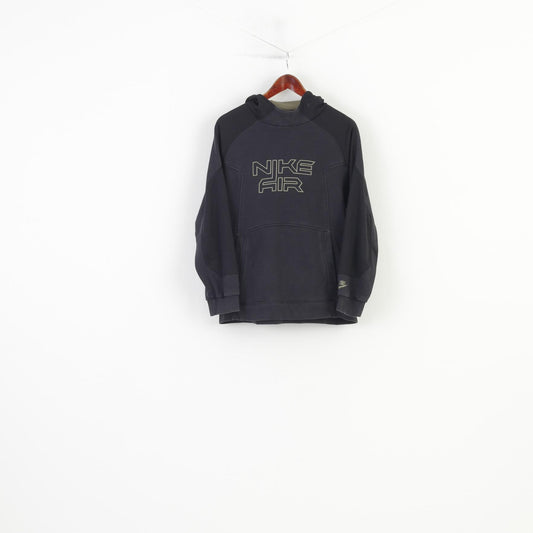 Nike Air Boys 158-170 XL Sweatshirt Black  Hooded Sportswear Hoodie Top