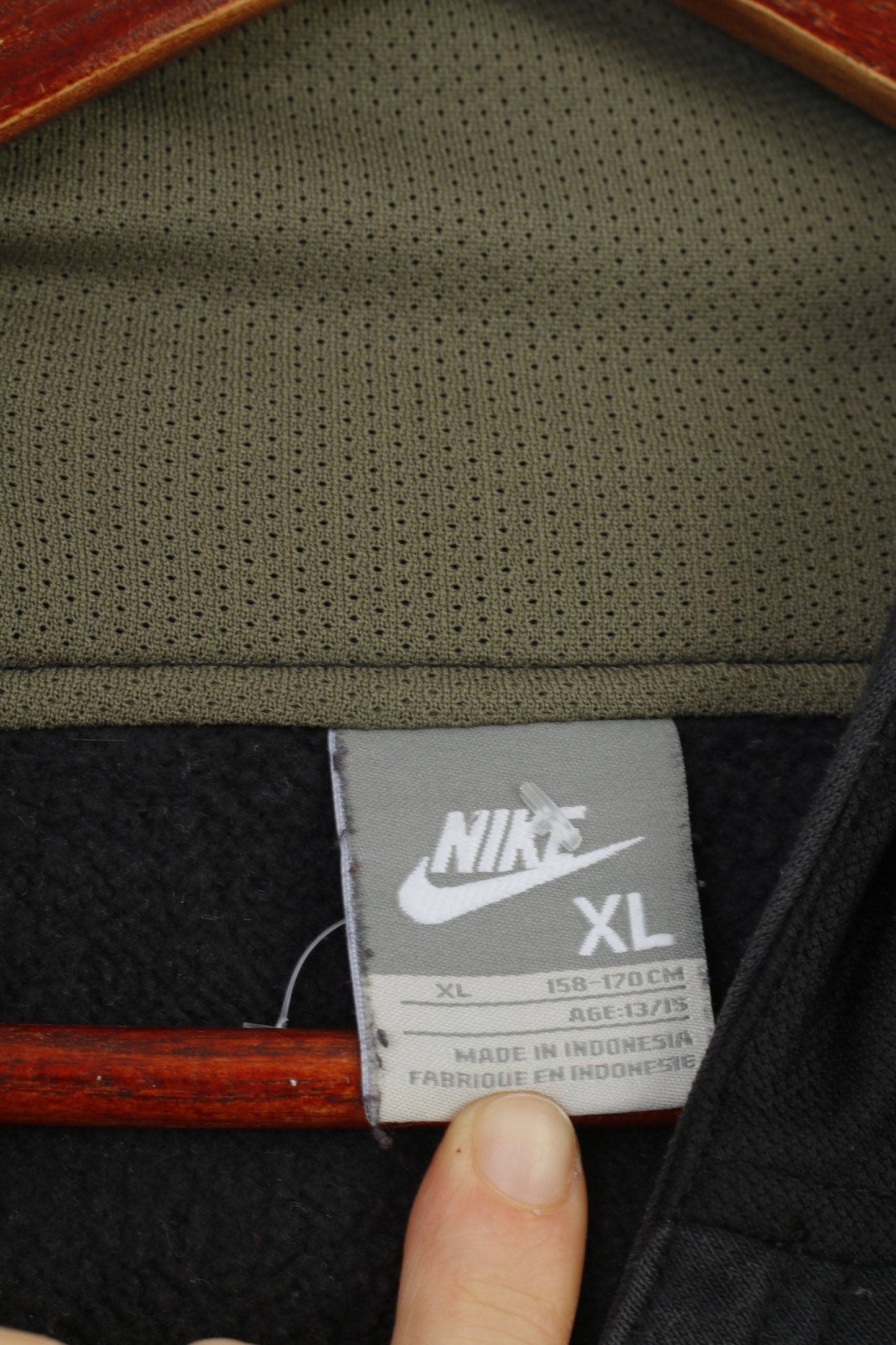 Nike Air Boys 158-170 XL Sweatshirt Black  Hooded Sportswear Hoodie Top