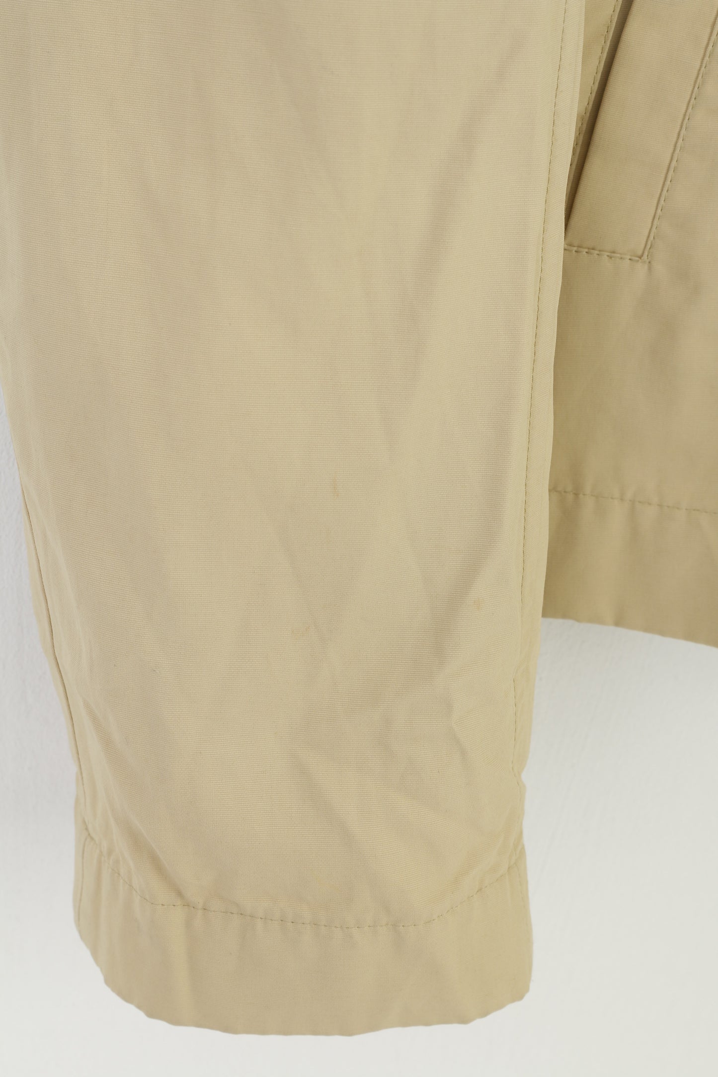 United Colors Of Benetton Women L Jacket Hood Nylon Cotton Waterproof Full Zipper Beige Vintage Top