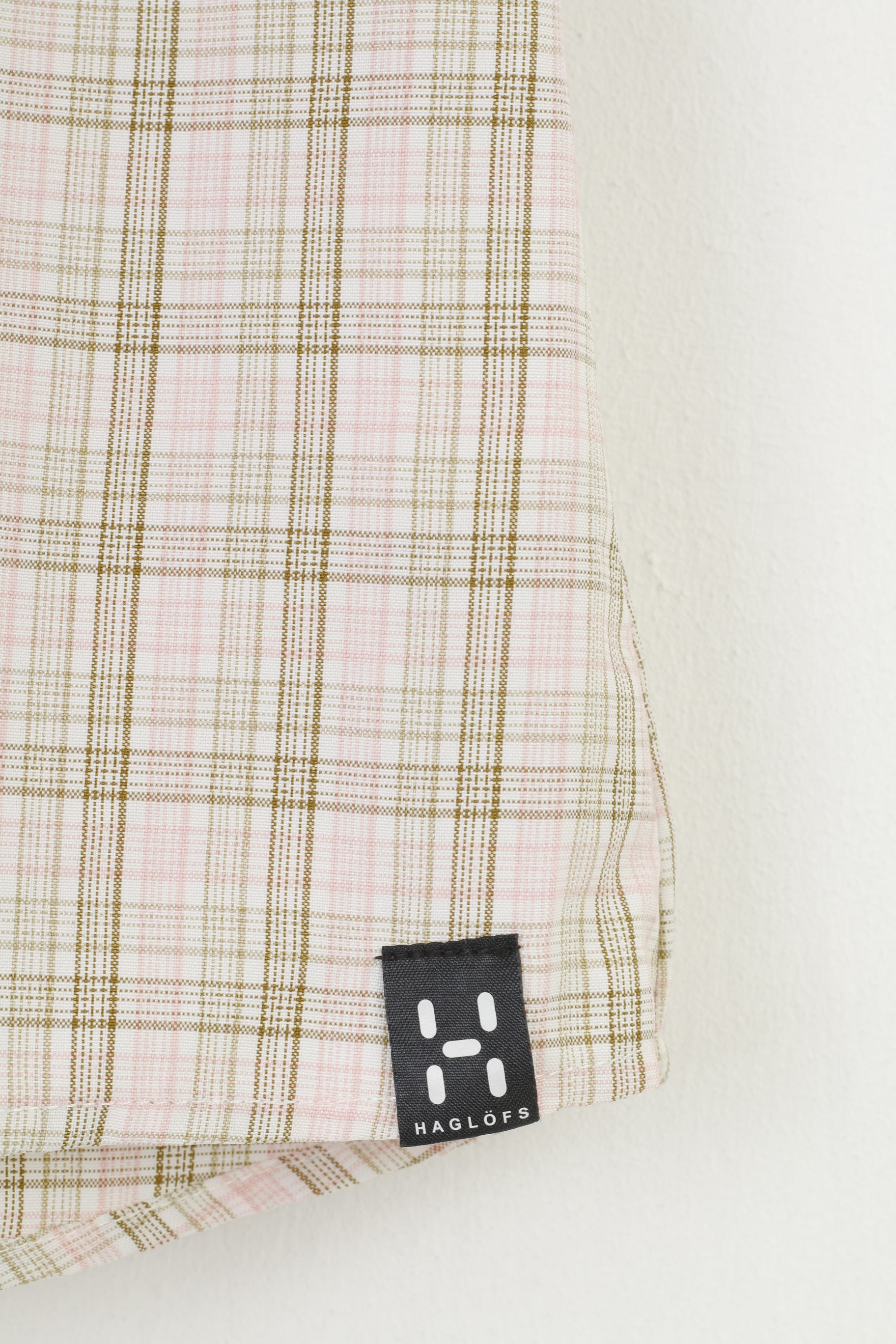 Haglofs Women 36 S Casual Shirt Checkered Short Sleeve Cotton Pink Classic Bottoms Top