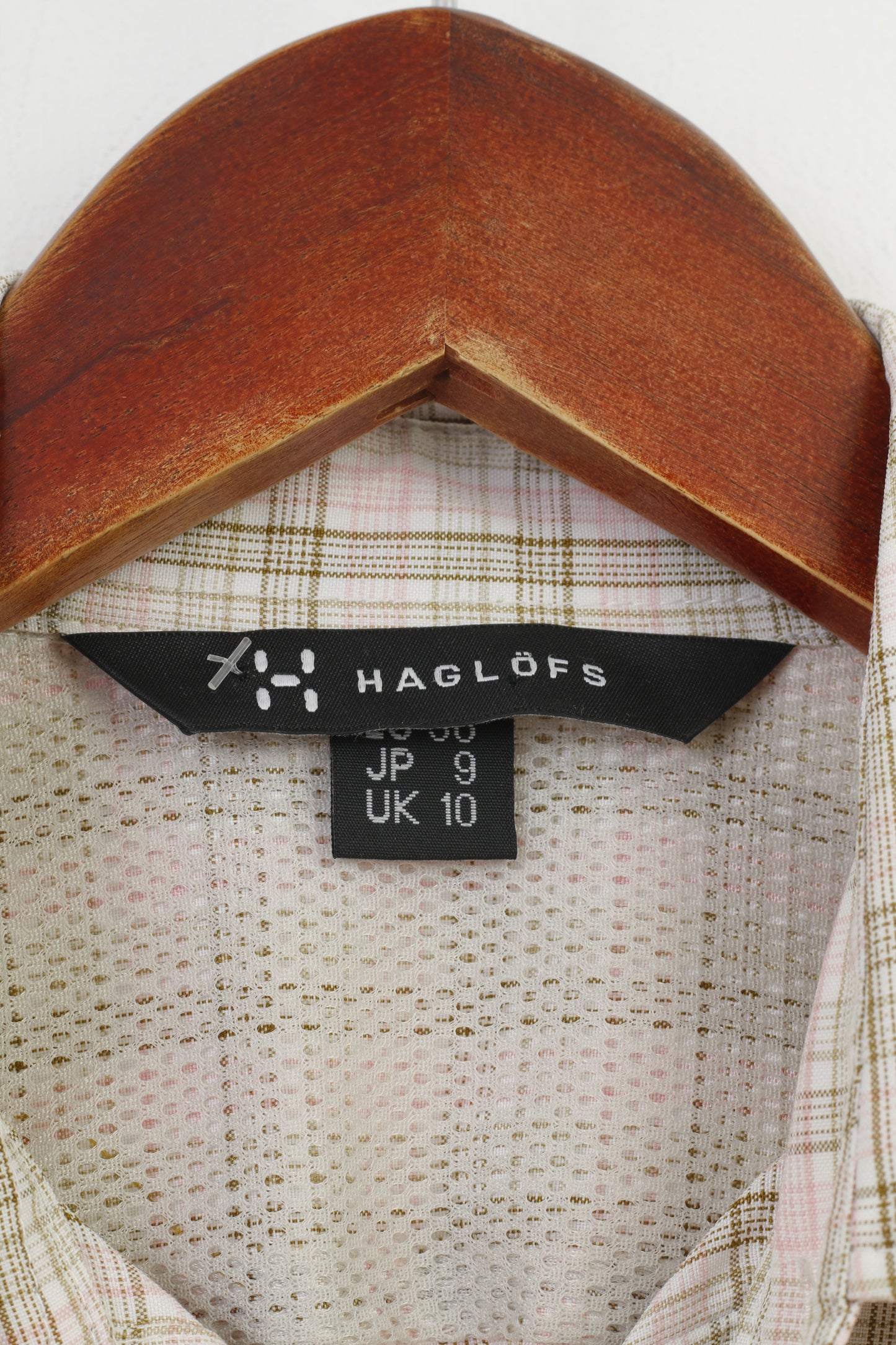 Haglofs Women 36 S Casual Shirt Checkered Short Sleeve Cotton Pink Classic Bottoms Top