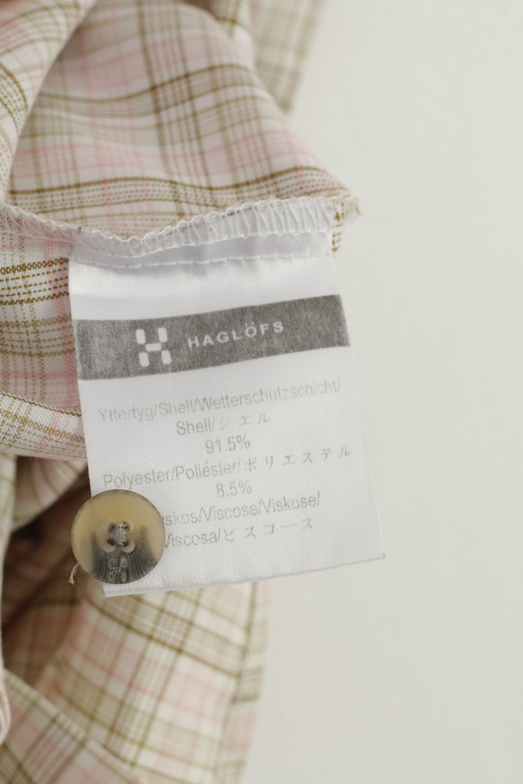 Haglofs Women 36 S Casual Shirt Checkered Short Sleeve Cotton Pink Classic Bottoms Top