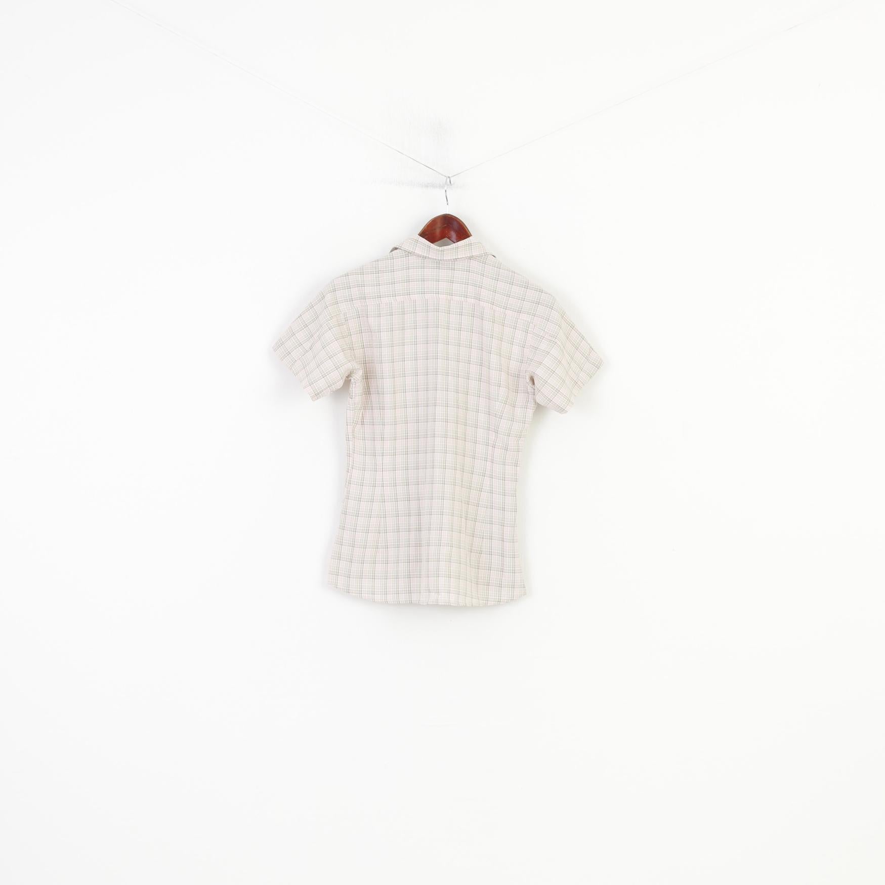 Haglofs Women 36 S Casual Shirt Checkered Short Sleeve Cotton Pink Classic Bottoms Top