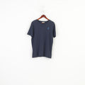 Diesel Men M T-Shirt Navy Cotton Crew Neck Stretch Vintage Logo Short Sleeve Top