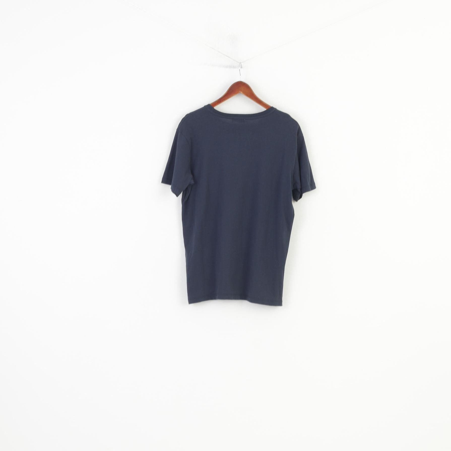 Diesel M T-shirt da uomo in cotone blu scuro girocollo elasticizzato con logo vintage a maniche corte
