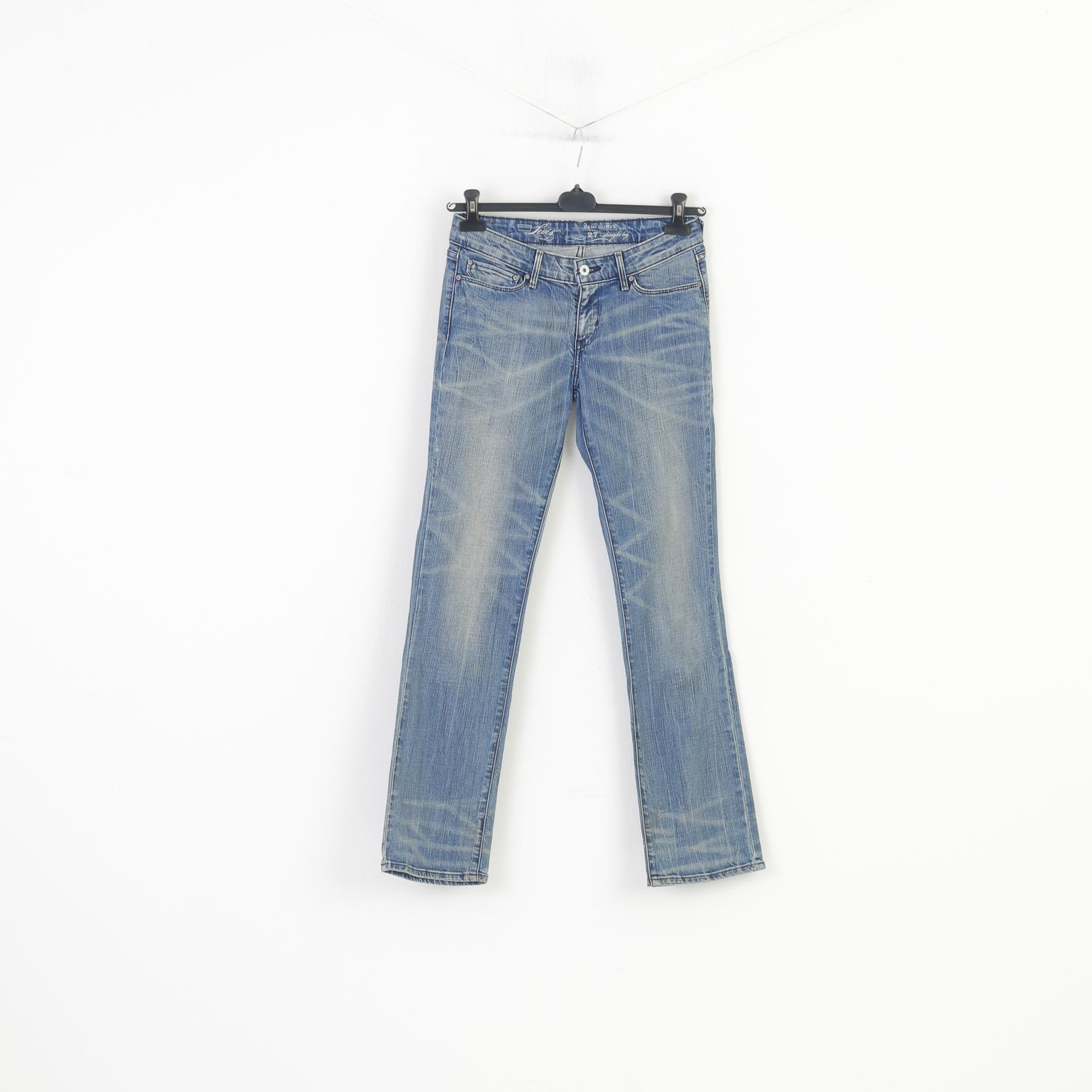 Levis Women Trousers 27 Blue Cotton Denim Jeans Straight Leg Pants