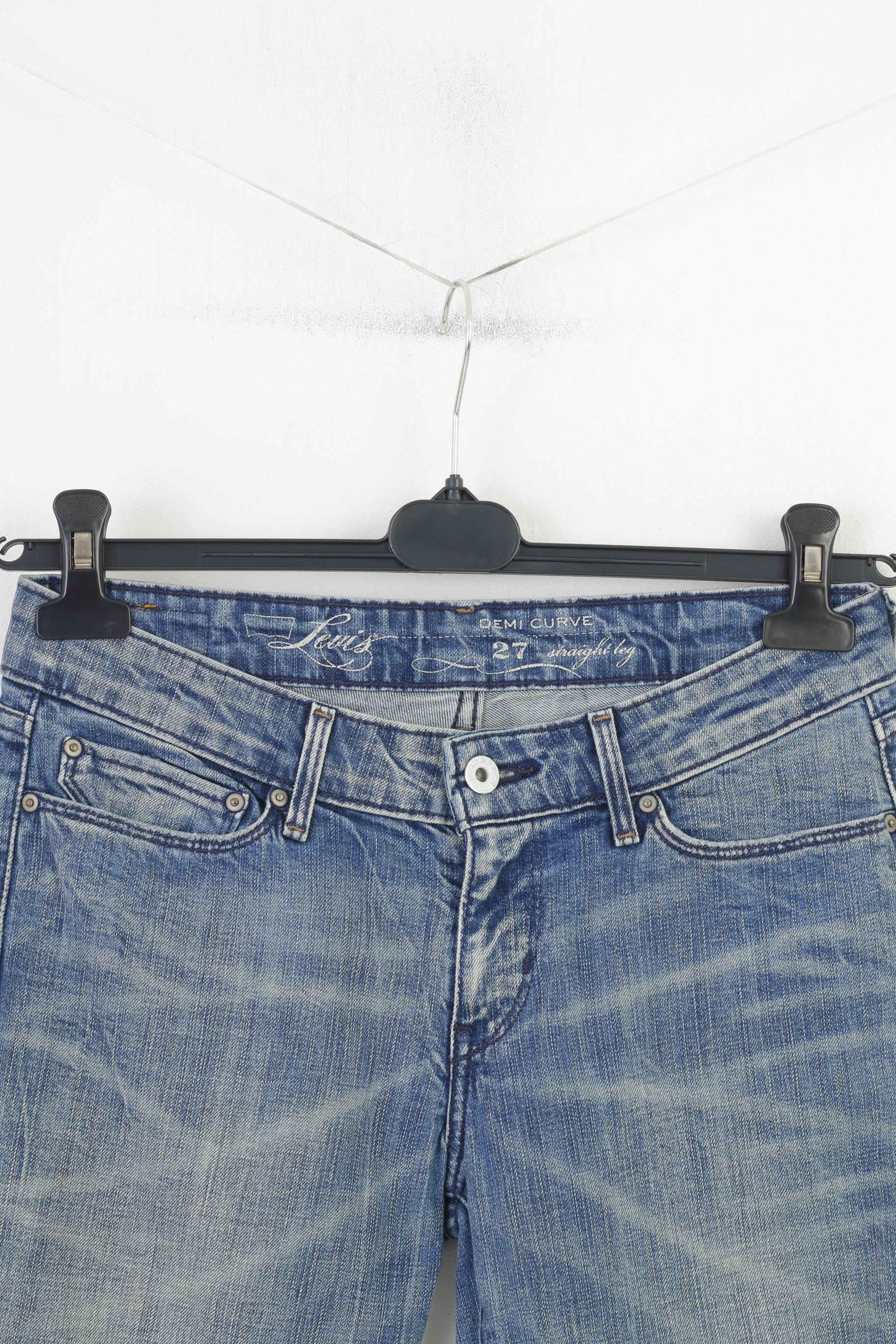 Levis Women 27 Trousers  Blue Cotton Denim Jeans Straight Leg Pants