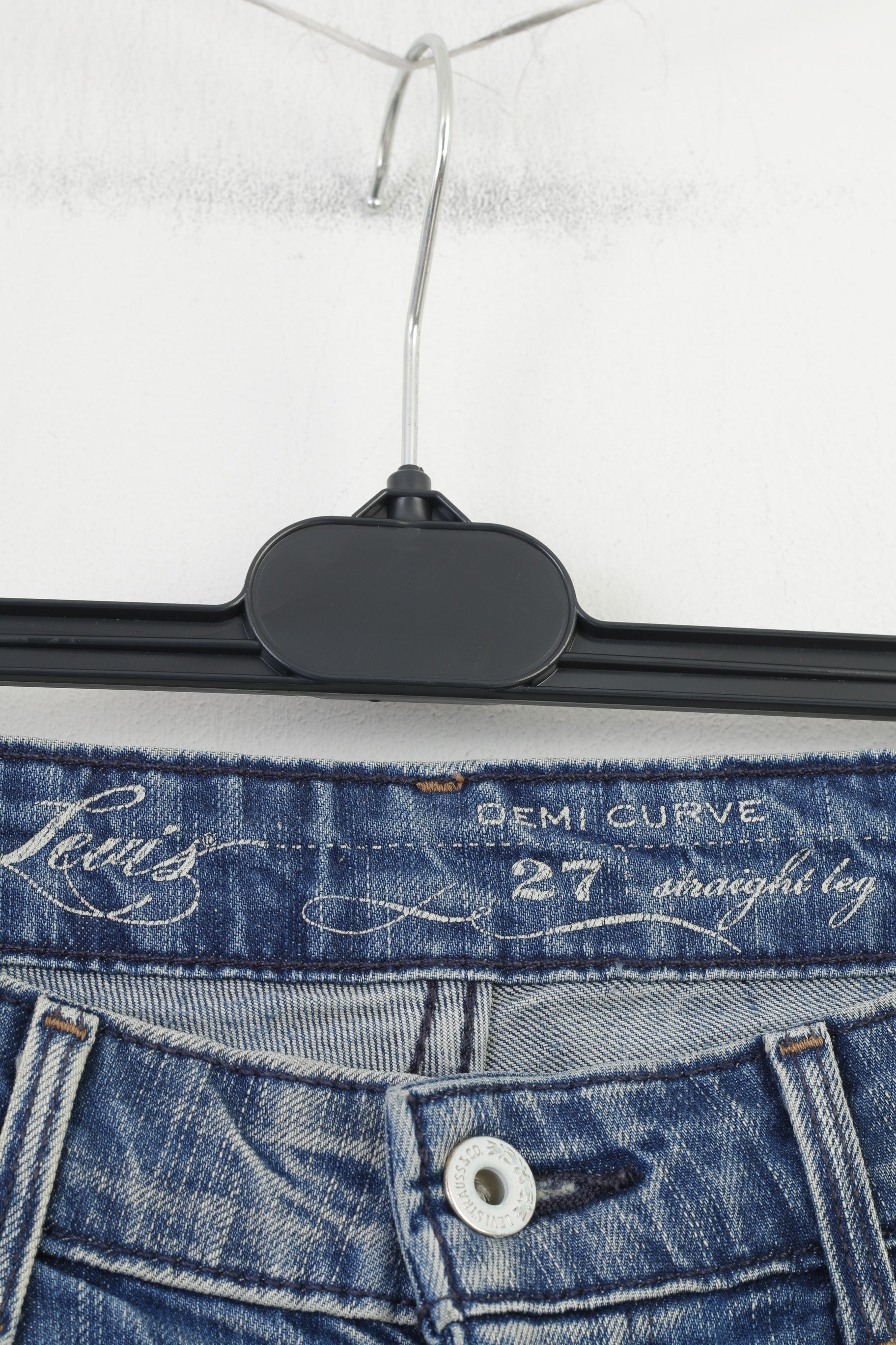 Levis Women 27 Trousers  Blue Cotton Denim Jeans Straight Leg Pants