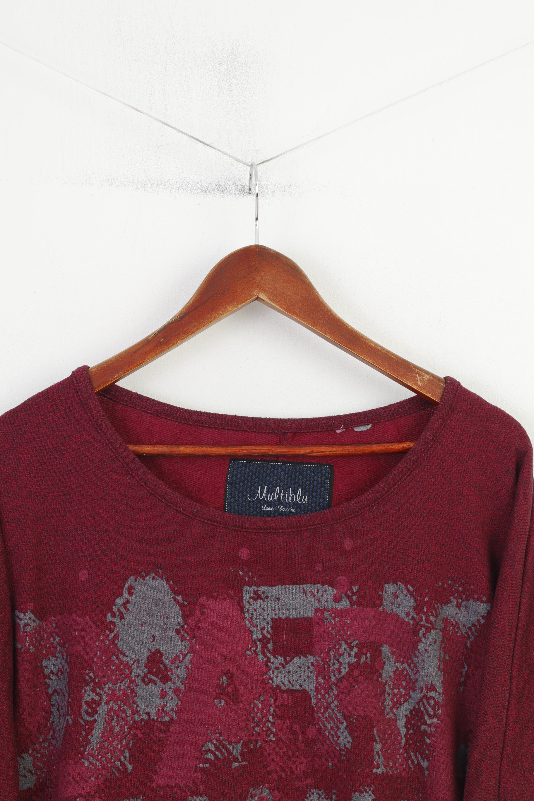 Multiblu Women M Jumper Purple Sweatshirt  Crew Neck Cotton Graphic Vintage Long Sleeve Top