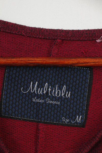 Multiblu Femmes M Pull Violet Sweat Col Rond Coton Graphique Vintage Haut À Manches Longues