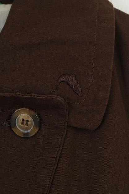 Leevalley Cappotto da donna M Cappotto marrone Trench in cotone monopetto con colletto e cintura country