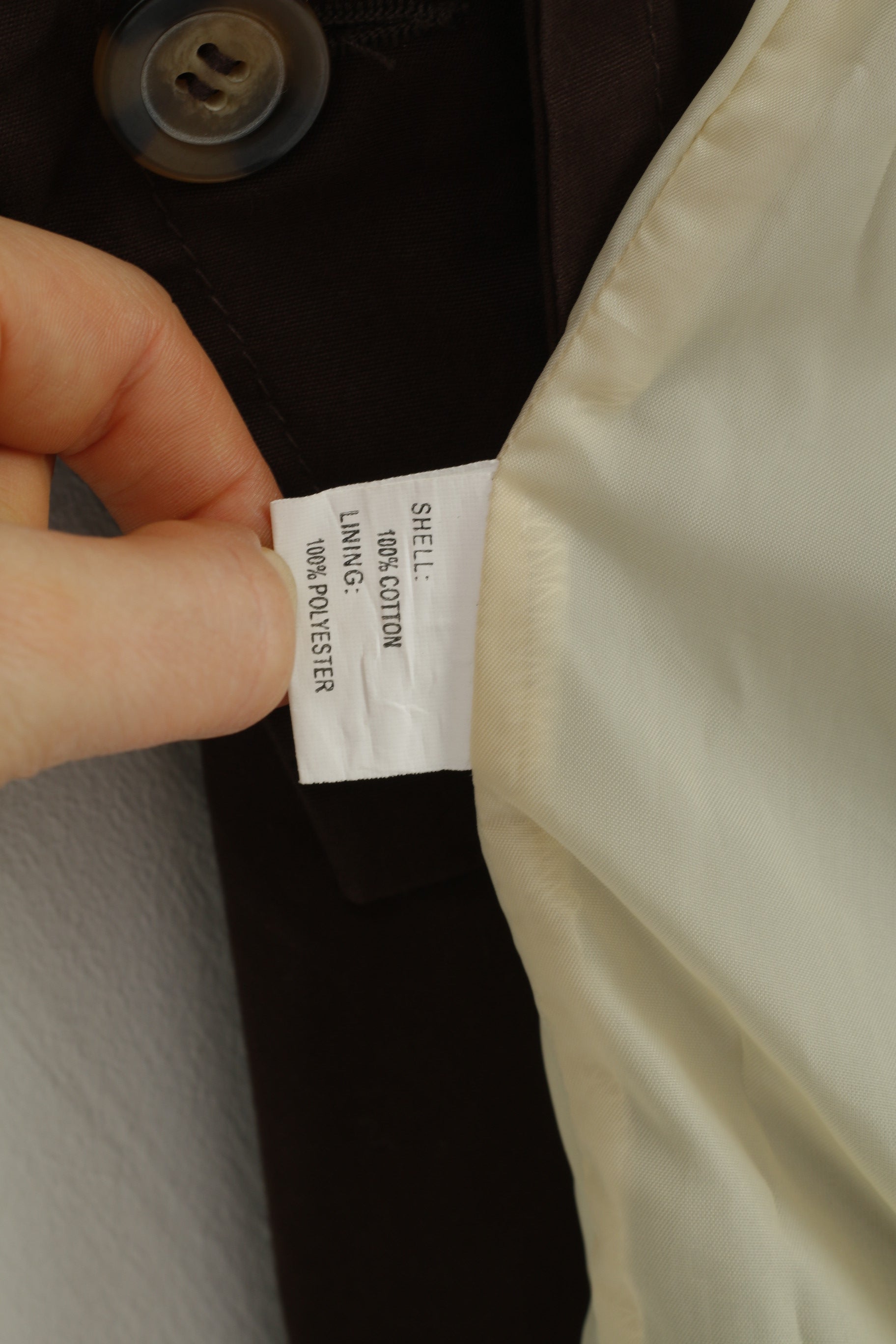 Leevalley Women M Coat Brown Trench Cotton Single Breasted Bottoms Collar Country Belt Jacket