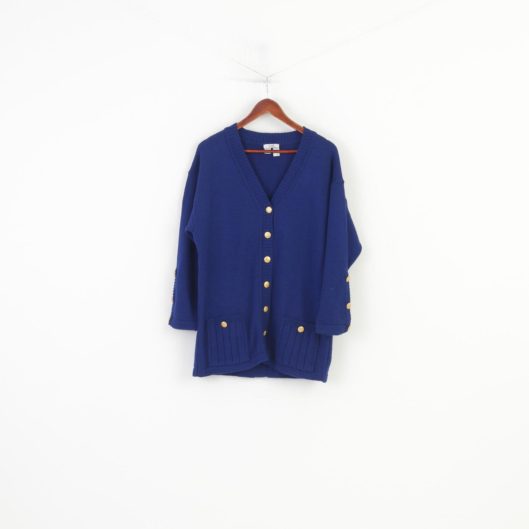 La Belle Women 12 L Jumper Cardigan Gold Buttons Wool Italy Vintage Creation Top