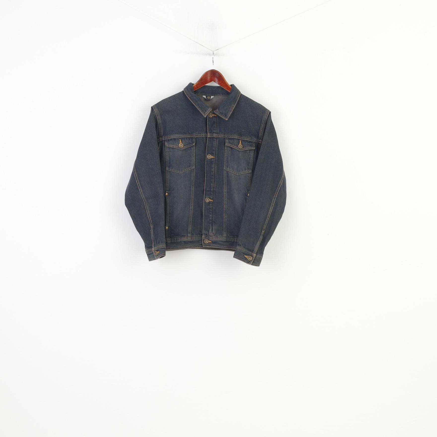 TCM Boys 158 164  Jacket Cotton Blue Denim Jeans Vintage Bottoms Collar Top