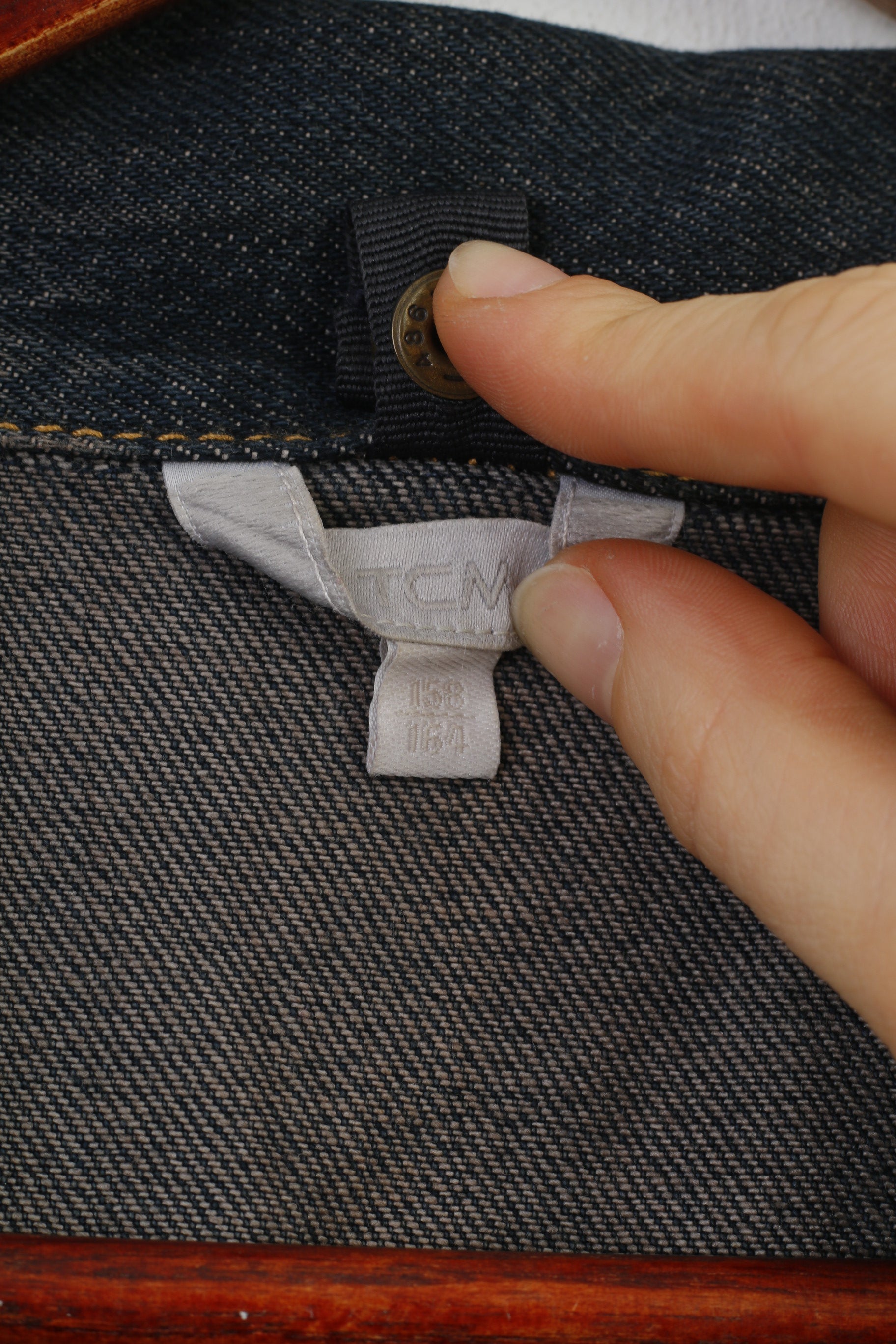 TCM garçons 158 164 veste coton bleu Denim jean Vintage bas col haut