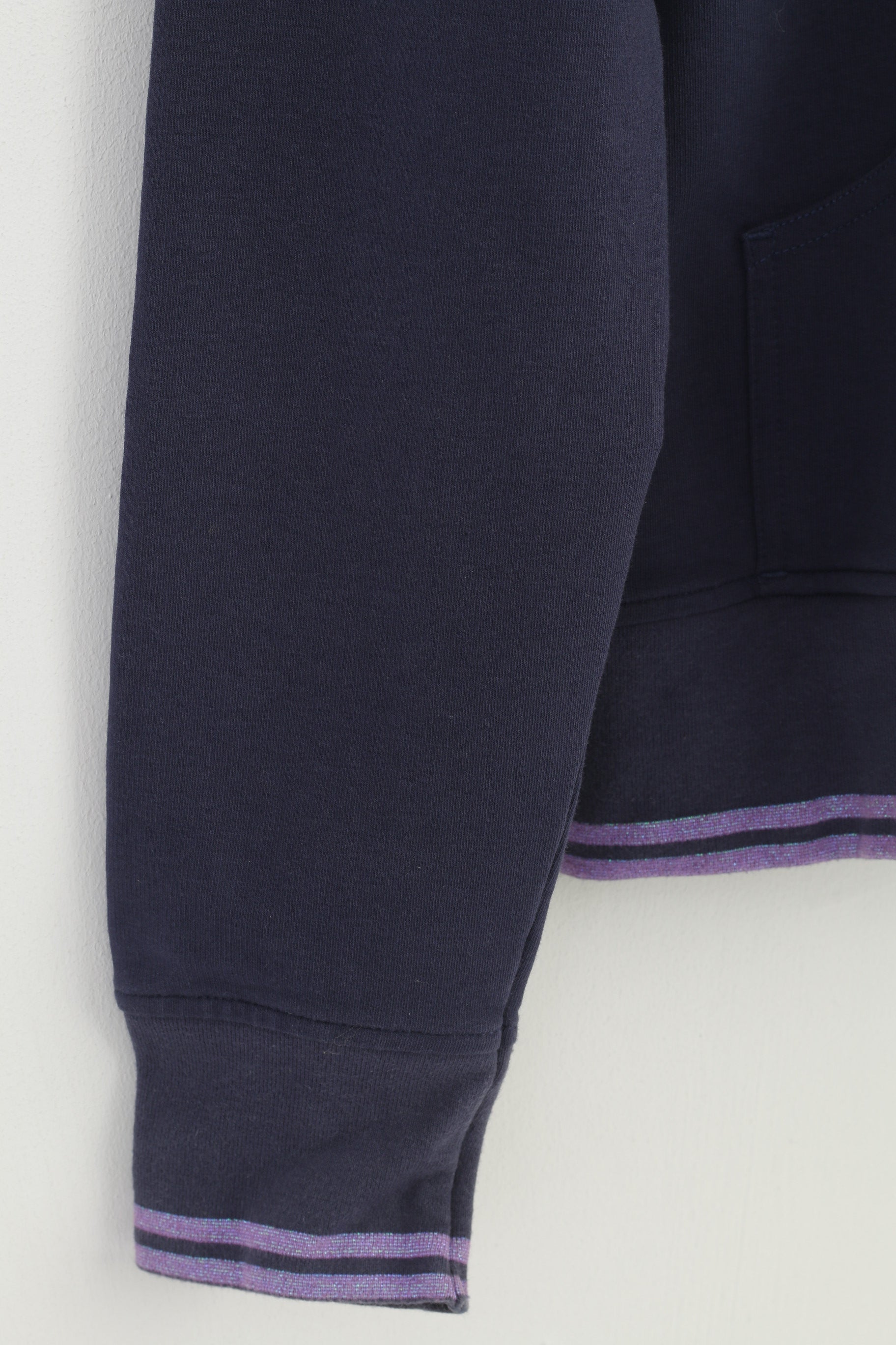 Reebok Women 12 M Sweatshirt Hooded  Navy Cotton Sportswear Vintage Hood Kangaroo Top