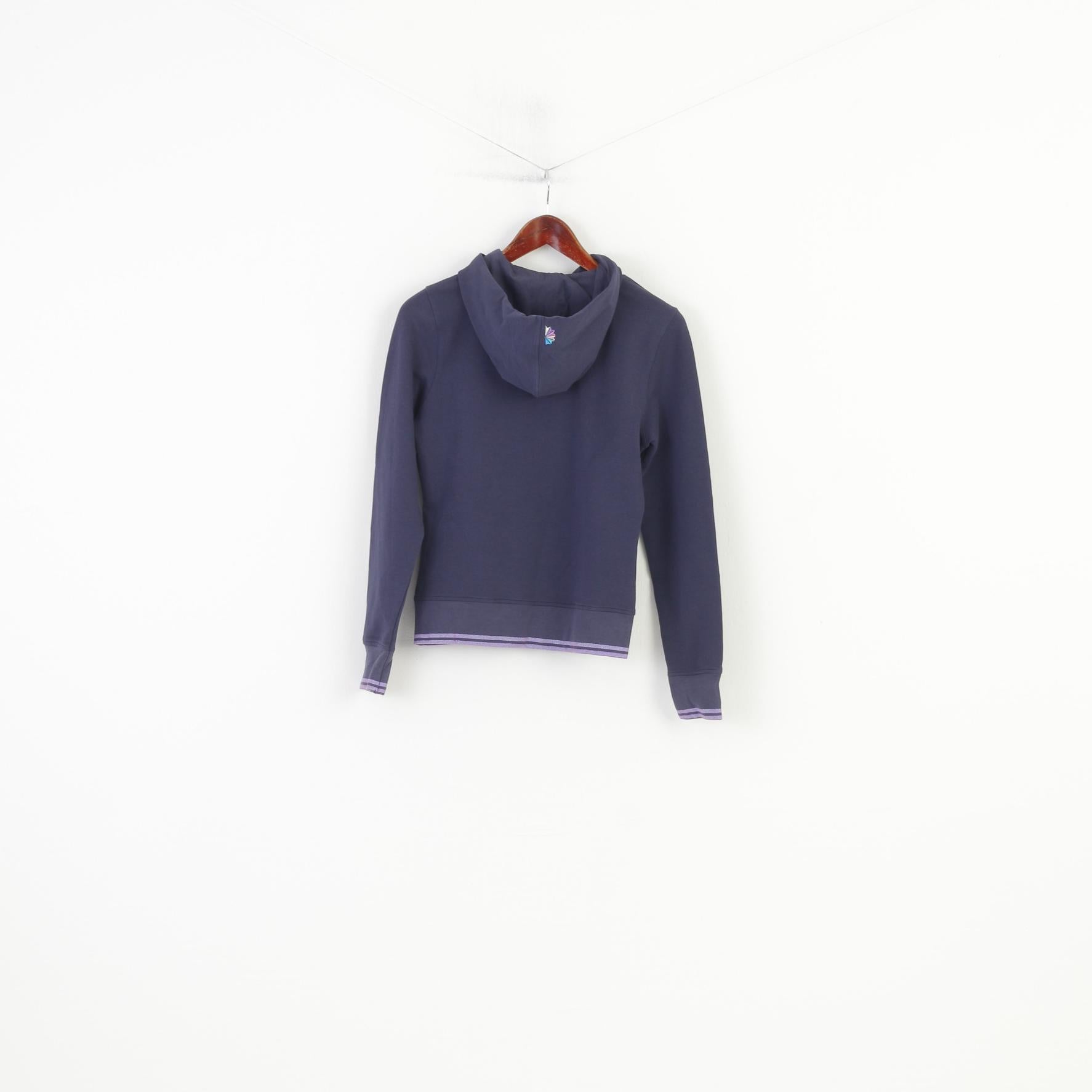 Reebok Women 12 M Sweatshirt Hooded  Navy Cotton Sportswear Vintage Hood Kangaroo Top