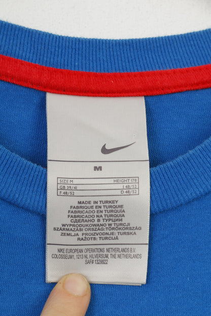 Nike Men  M T- Shirt Blue Cotton Crew Neck Sport Jersey Vintage Short Sleeve Top