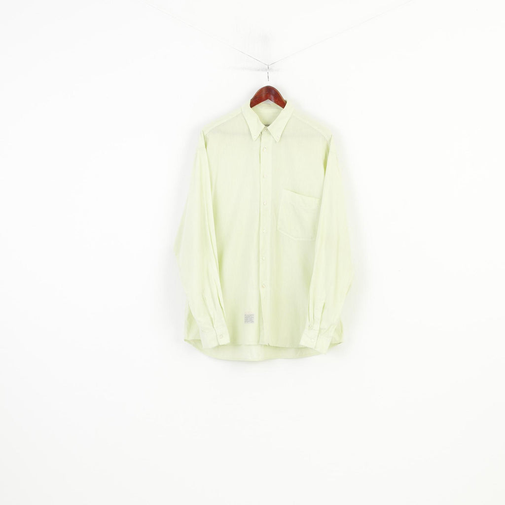 Pine Cone Men XL Casual Shirt Mint Cotton  Long Sleeve Classic Collar Top