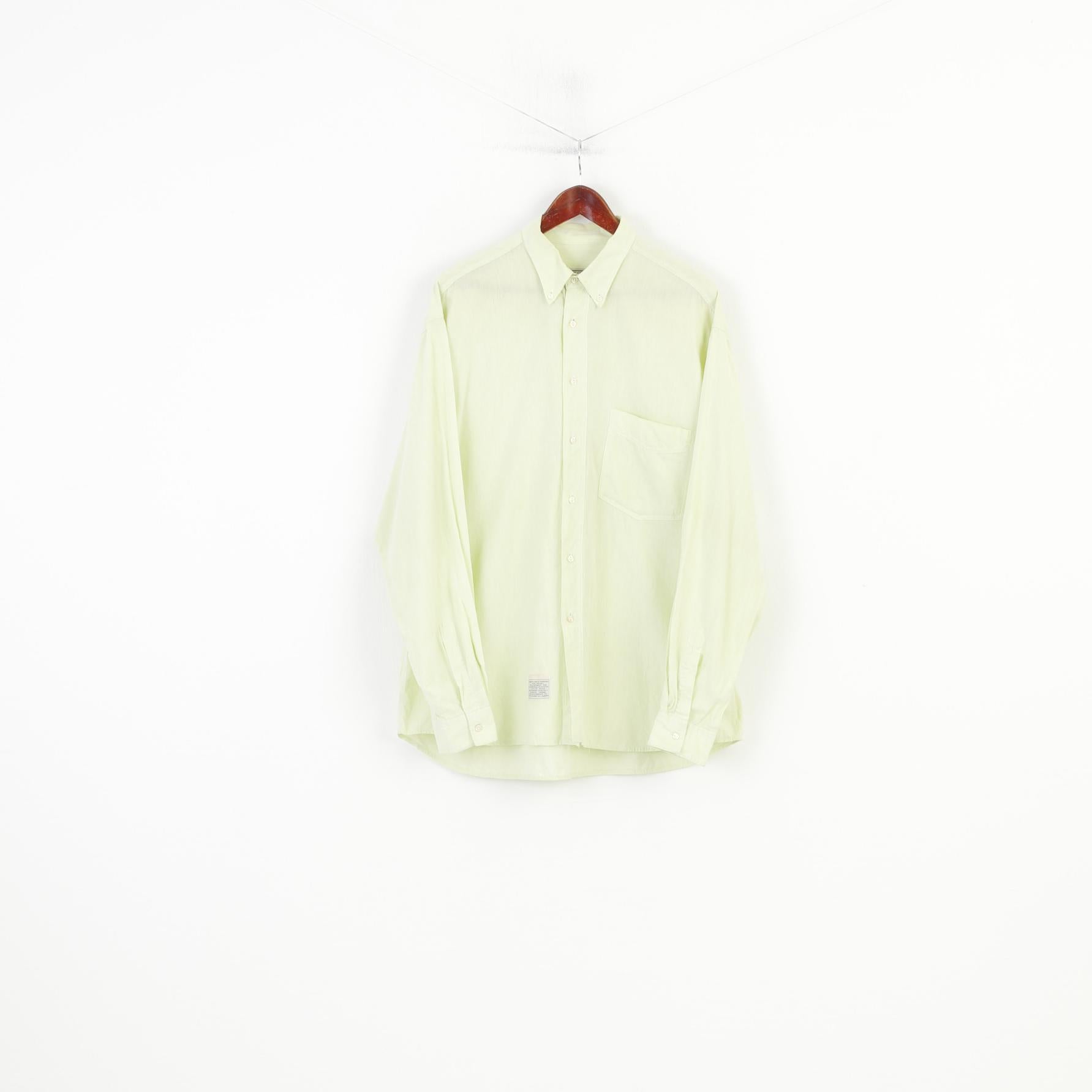 Pine Cone Men XL Casual Shirt Mint Cotton  Long Sleeve Classic Collar Top