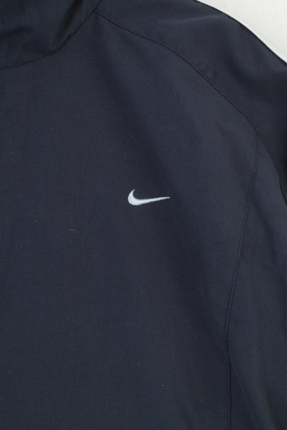 Nike Women M  Jacket Navy Sport Training Full Zipper Vintage Pockets Top