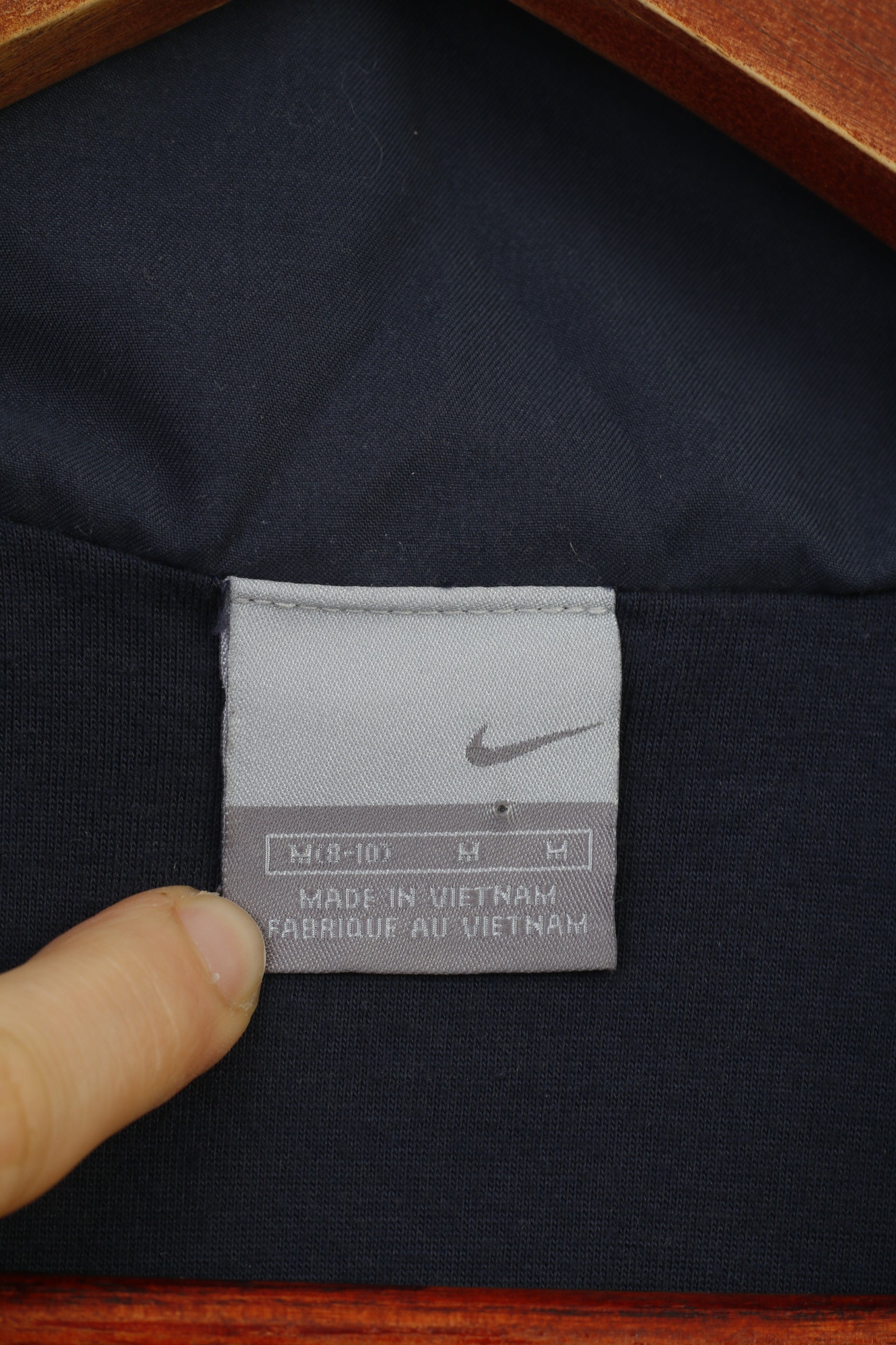 Nike Women M  Jacket Navy Sport Training Full Zipper Vintage Pockets Top