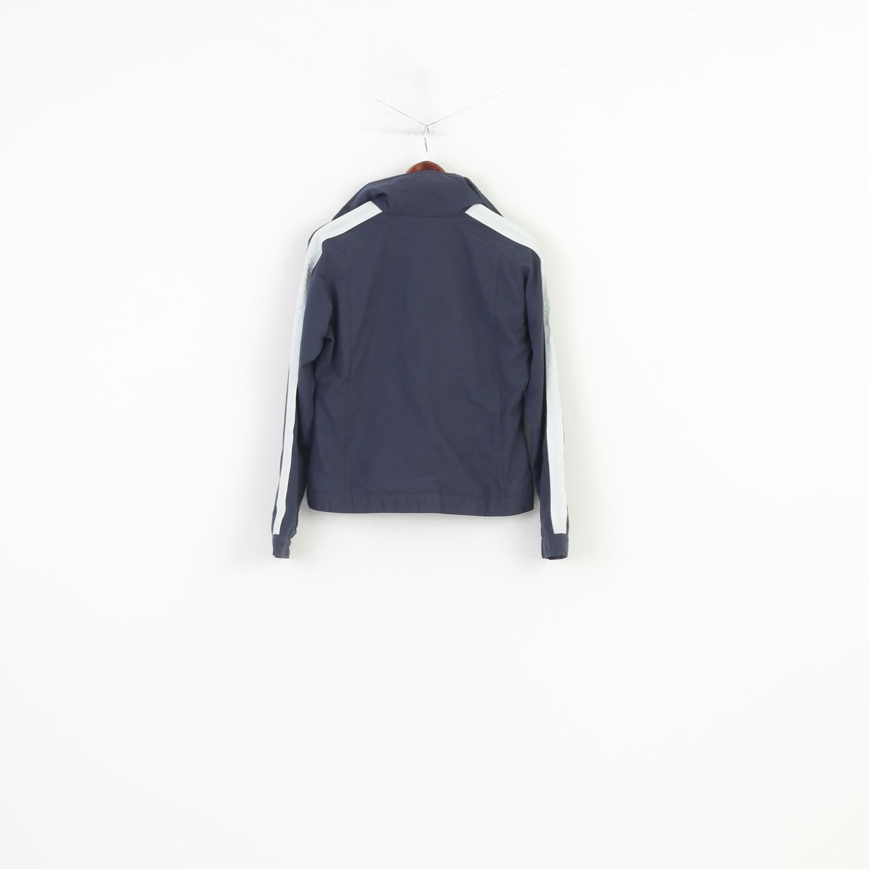 Nike Women M  Jacket Navy Sport Training Full Zipper Vintage Pockets Top