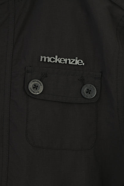 Mckenzie Women XS Jacket Nylon Waterproof Hood Black Full zipper Vintage Sport Pockets Top