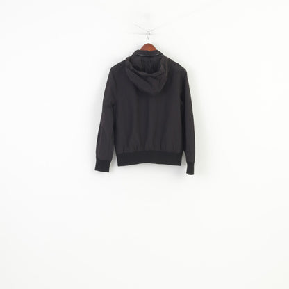 Mckenzie femmes XS veste en Nylon capuche imperméable noir fermeture éclair complète Vintage Sport poches haut