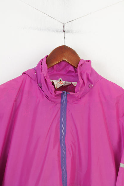 Jeantex Men 52 XL Jacket Hood Waterproof Nylon Pink Full Zipper Vintage Outdoor Top