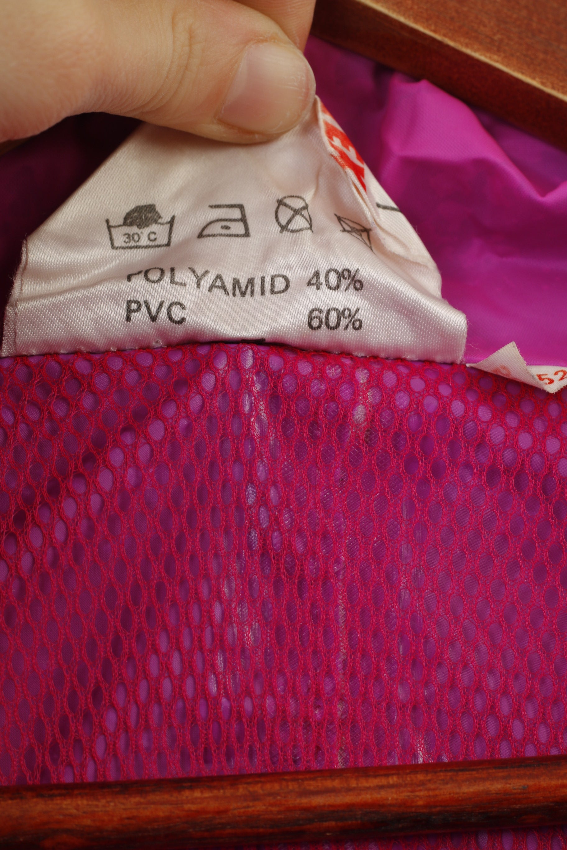 Jeantex Men 52 XL Jacket Hood Waterproof Nylon Pink Full Zipper Vintage Outdoor Top